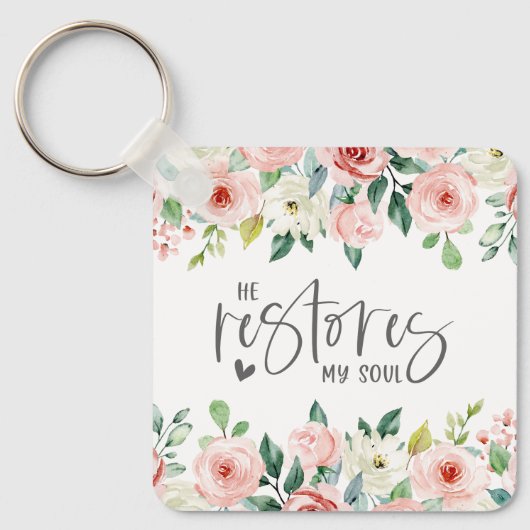 Psalm 23:3 Er restauriert mein Soul Bible Verse & Schlüsselanhänger (Vorderseite)