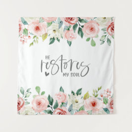 Psalm 23:3 Er restauriert mein Soul Bible Verse &  Wandteppich