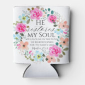 Psalm 23:3 - Er stellt mein Soul Pink Floral Bible Dosenkühler (Vorderseite)