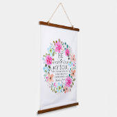 Psalm 23:3 - Er stellt mein Soul Pink Floral Bible Wandteppich Mit Holzrahmen (Gewinkelt)