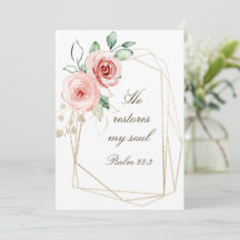 Psalm 23:3 Er stellt meine Soul Bible Rose Card wi