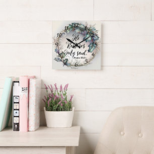 Psalm 23:3 quadratische wanduhr