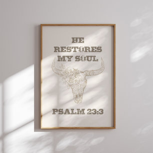 Psalm 23 3 Western Cowgirl Christlich Wall Art Poster