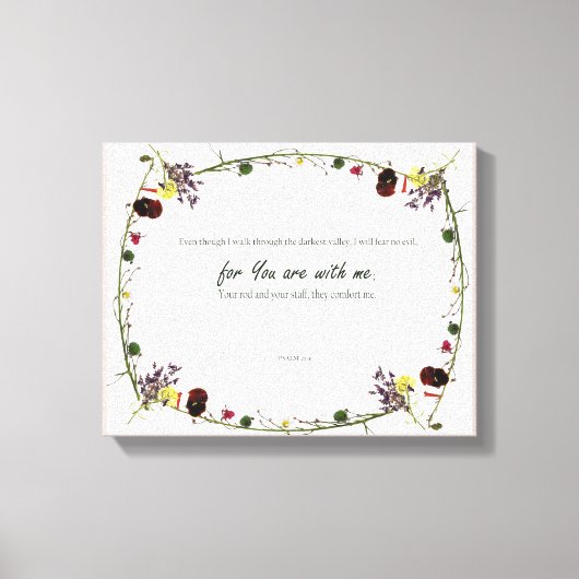 Psalm 23:4, Blume Pink Stretched Canvas Print Leinwanddruck (Vorderseite)