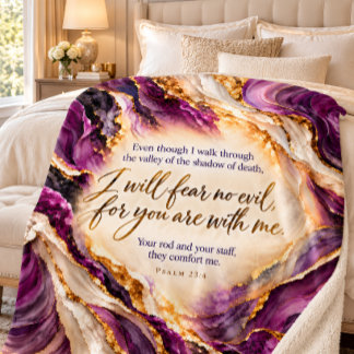 Psalm 23:4 Christlicher Bibelvers Lila Goldmarmor Sherpadecke