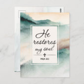 Psalm 23"4 Er stellt mein Soul wieder her Postkarte (Vorne/Hinten)