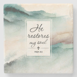 Psalm 23"4 Er stellt mein Soul wieder her Steinuntersetzer