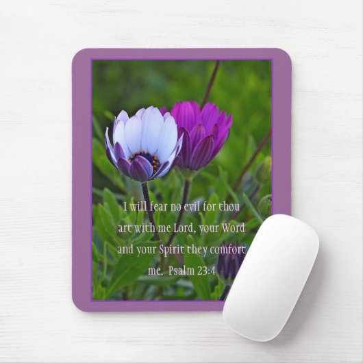 Psalm 23:4 Purple Flowers Mousepad (Mit Mouse)