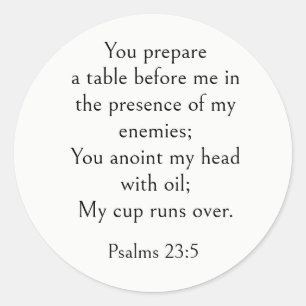 Psalm 23:5 Bibelvers, ermutigende Schrift Runder Aufkleber