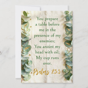 Psalm 23:5 Bibelvers, Florale Eukalyptus-Judaika, Einladung