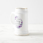 Psalm 23:6 Lila Blütenblüte Bierglas (Vorderseite Links)