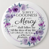 Psalm 23:6 Lila Blütenblüte Button (Vorderseite)
