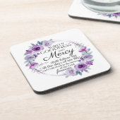 Psalm 23:6 Lila Blütenblüte Getränkeuntersetzer (Linke Seite)