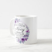 Psalm 23:6 Lila Blütenblüte Kaffeetasse (Vorderseite Links)