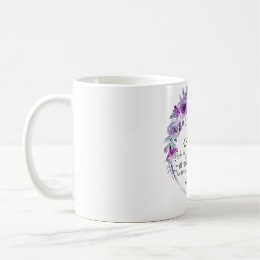 Psalm 23:6 Lila Blütenblüte Kaffeetasse (Links)