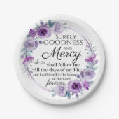 Psalm 23:6 Lila Blütenblüte Pappteller (Vorderseite)