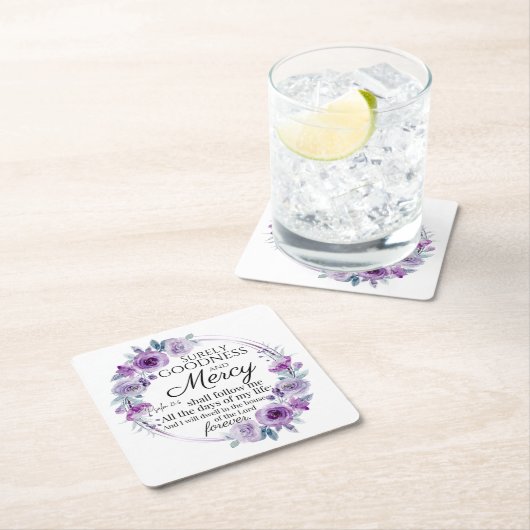 Psalm 23:6 Lila Blütenblüte Rechteckiger Pappuntersetzer (Vor Ort)