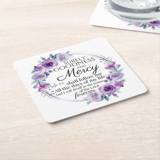 Psalm 23:6 Lila Blütenblüte Rechteckiger Pappuntersetzer (angewinkelt)