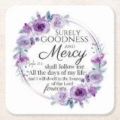 Psalm 23:6 Lila Blütenblüte Rechteckiger Pappuntersetzer (Vorderseite)