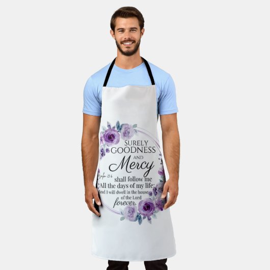 Psalm 23:6 Lila Blütenblüte Schürze (Getragen)