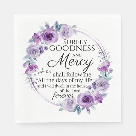 Psalm 23:6 Lila Blütenblüte Serviette (Vorderseite)