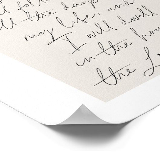 Psalm 23:6 Minimal Boho Beige Arch Script Poster (Ecke)