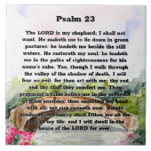 Psalm 23 Aquarellbrücke, rosa Blume Fliese (Vorderseite)