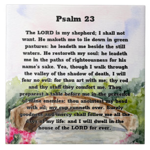 Psalm 23 Aquarellbrücke, rosa Blume Fliese