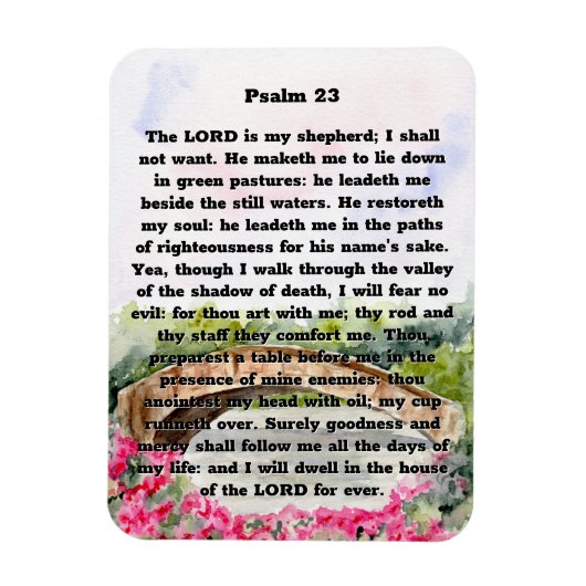Psalm 23 Aquarellbrücke, rosa Blume Magnet (Vertikal)