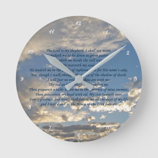 Psalm 23 Beautiful Bible Verse Christian Runde Wanduhr (Vorderseite)