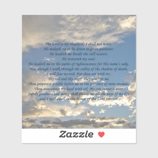 Psalm 23 Beautiful Bible Verse Christlich Blue Sky Aufkleber (Blatt)