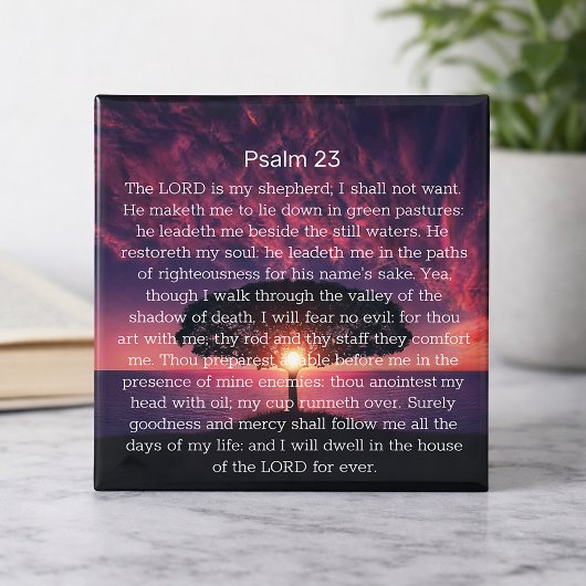 Psalm 23 Bibel Verse Sonnenuntergang Baum Magnet