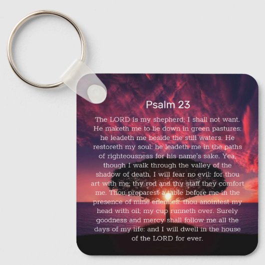 Psalm 23 Bibel Verse Sonnenuntergang Baum Schlüsselanhänger (Vorderseite)
