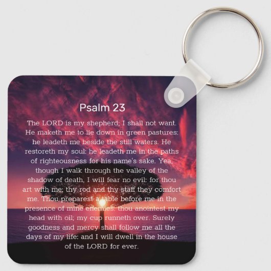 Psalm 23 Bibel Verse Sonnenuntergang Baum Schlüsselanhänger (Rückseite)