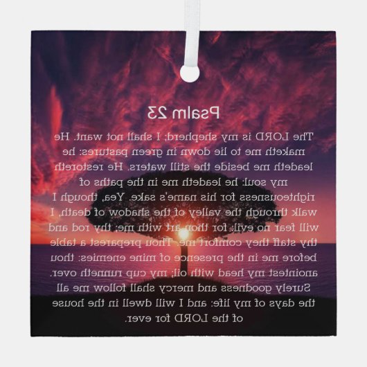 Psalm 23 Bibel Verse Tree Christlich Ornament Aus Glas (Rückseite)