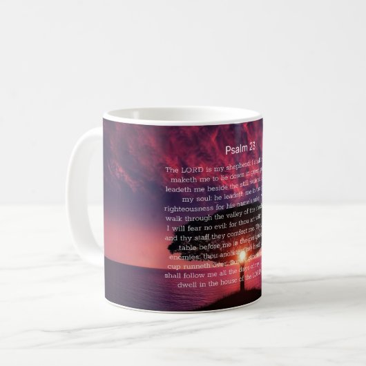 Psalm 23 Bibelangebot Sonnenuntergang Kaffeetasse (Vorderseite Links)