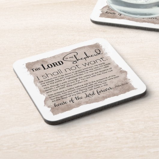 Psalm 23 Bibelschrift Vintages Papier Getränkeuntersetzer (Linke Seite)