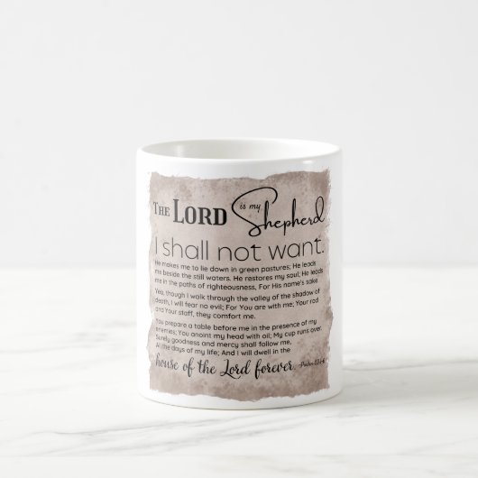 Psalm 23 Bibelschrift Vintages Papier Kaffeetasse (Mittel)