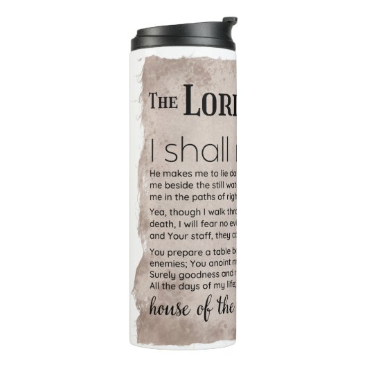 Psalm 23 Bibelschrift Vintages Papier Thermosbecher (Nach links gedreht)