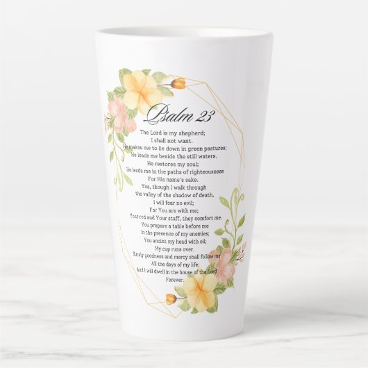 Psalm 23 Bibelschrift Yellow Floral Frame Milchtasse (Vorderseite)