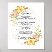 Psalm 23 Bibelschrift Yellow Floral Frame Poster (Vorne)