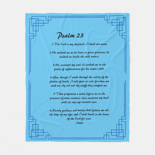 Psalm 23 blaue Grenze Fleecedecke (Vorderseite)