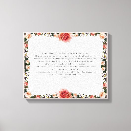 Psalm 23, Blume Pink Stretched Canvas Print Leinwanddruck (Vorderseite)