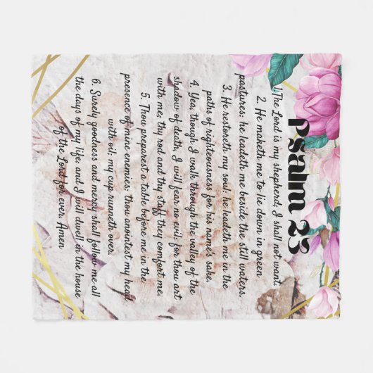 Psalm 23 Blumenvlies-Decke Fleecedecke (Vorderseite (Horizontal))