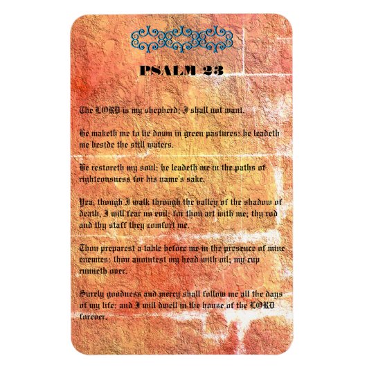 Psalm 23 Bronze Red Texture Lord ist mein Hirte Magnet (Vertikal)