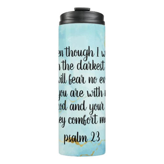 Psalm 23 Celestial Blue Abstract Thermosbecher (Vorderseite)