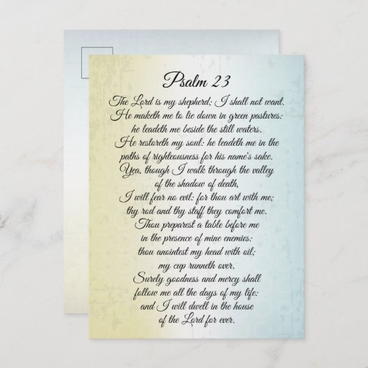 Psalm 23 Der Herr ist mein Hirte, Bibelverse Postkarte (Vorne/Hinten)