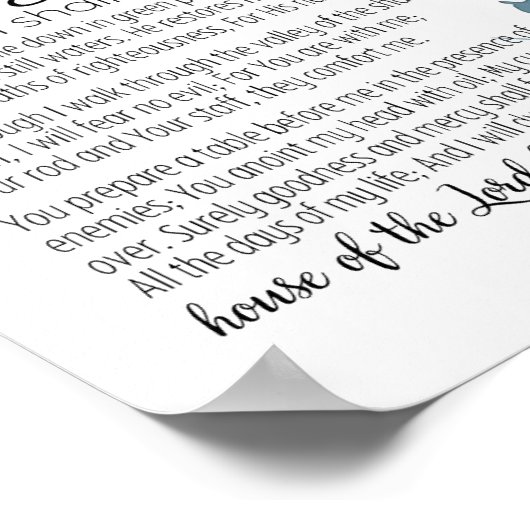 Psalm 23 Der Herr ist mein Hirte Blaue Blumen Poster (Ecke)