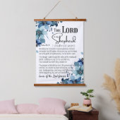 Psalm 23 Der Herr ist mein Hirte Blaue Blumen Wandteppich Mit Holzrahmen (Schlafzimmer)