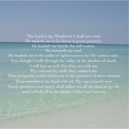 Psalm 23 Der Herr ist mein Hirte Schöner Strand Aufkleber (Vorderseite)